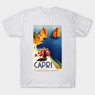 CAPRI Island in the Sun NAPLES ITALY Travel Poster Vintage Art Deco T-Shirt